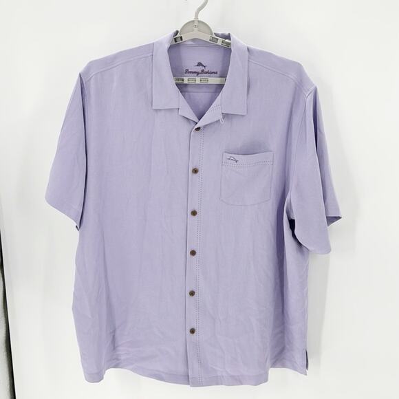 Tommy Bahama ISLANDZONE purple silk blend short sleeve button down size 2XL - Picture 1 of 10